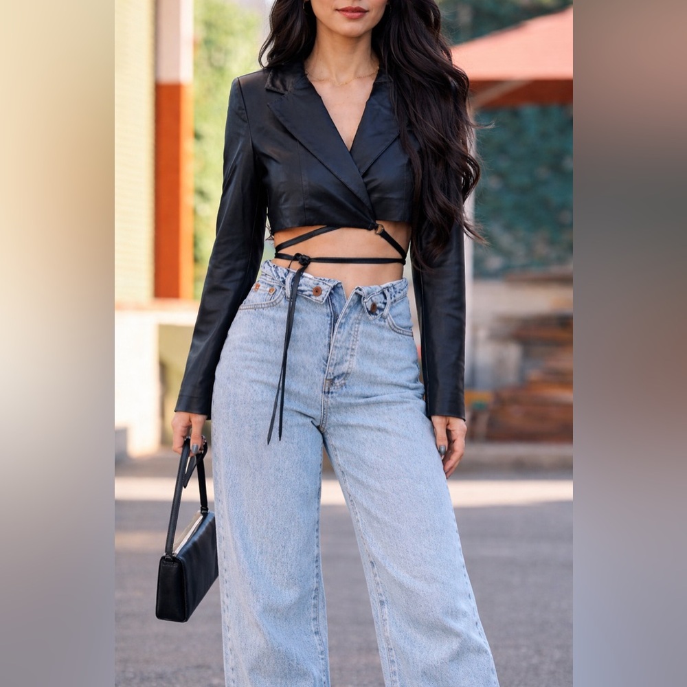 Boohoo Light Blue Turn Down Waist Denim Jeans